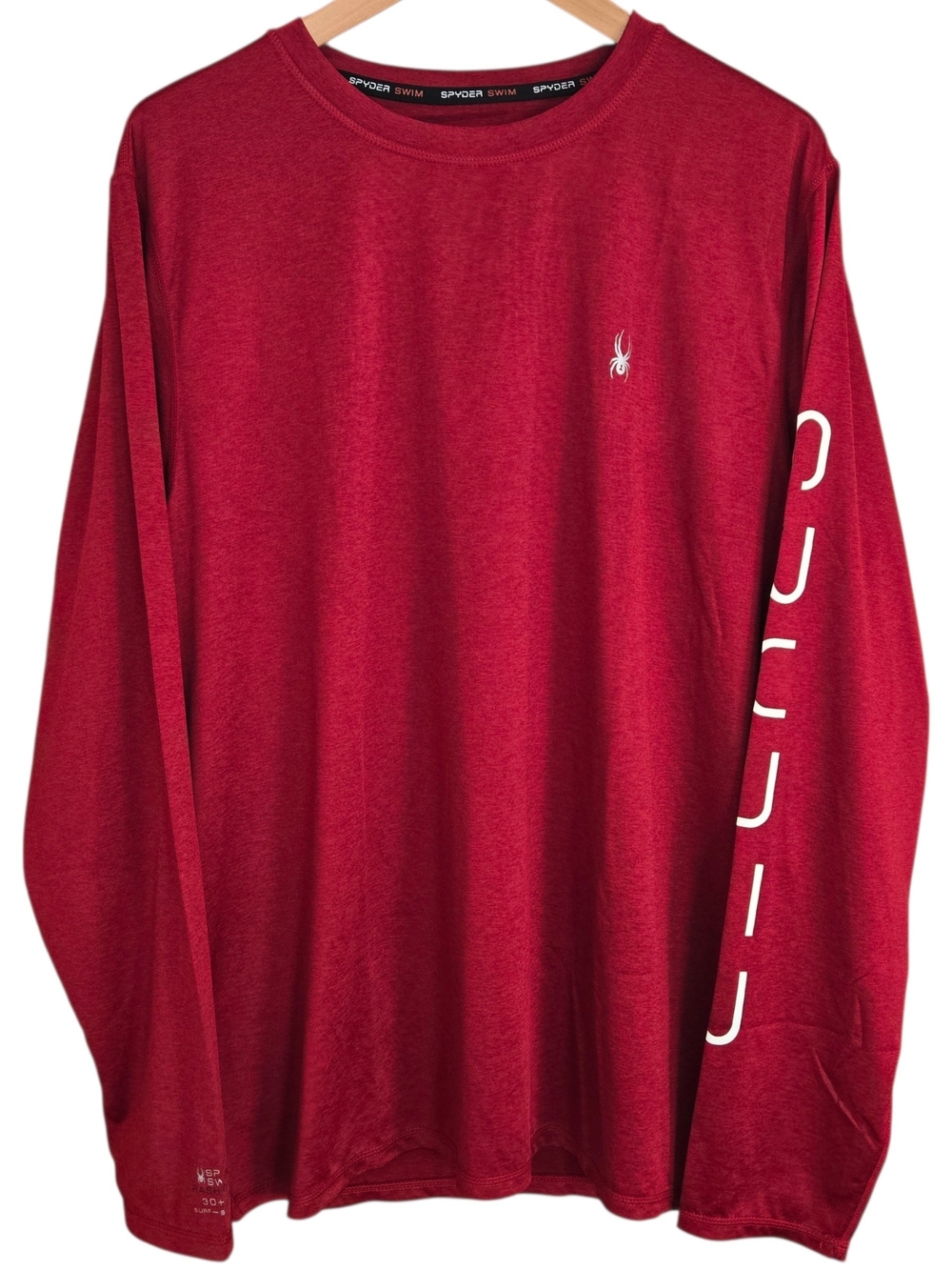 Spyder Swim Rash Guard Shirt Mens Large Red UPF 30+ Long Sleeve Surf Quick Dry